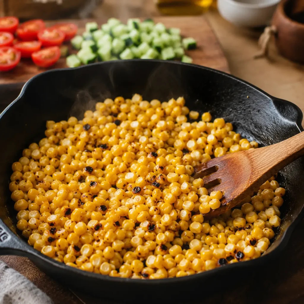 Charring Sweet Corn Kernels for Summer Corn Salad